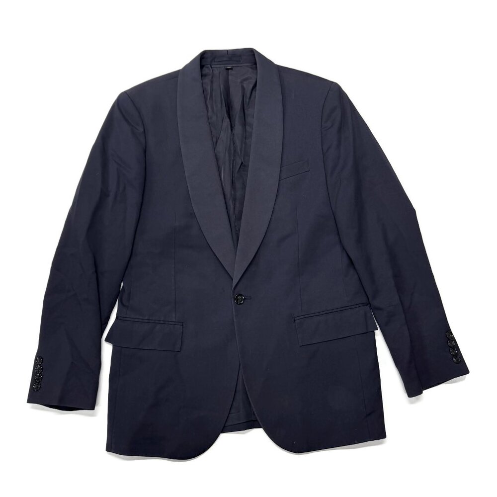 J Crew Ludlow Slim Fit Black Shawl Collar Tuxedo Italian Wool Mens 39R Navy Blue